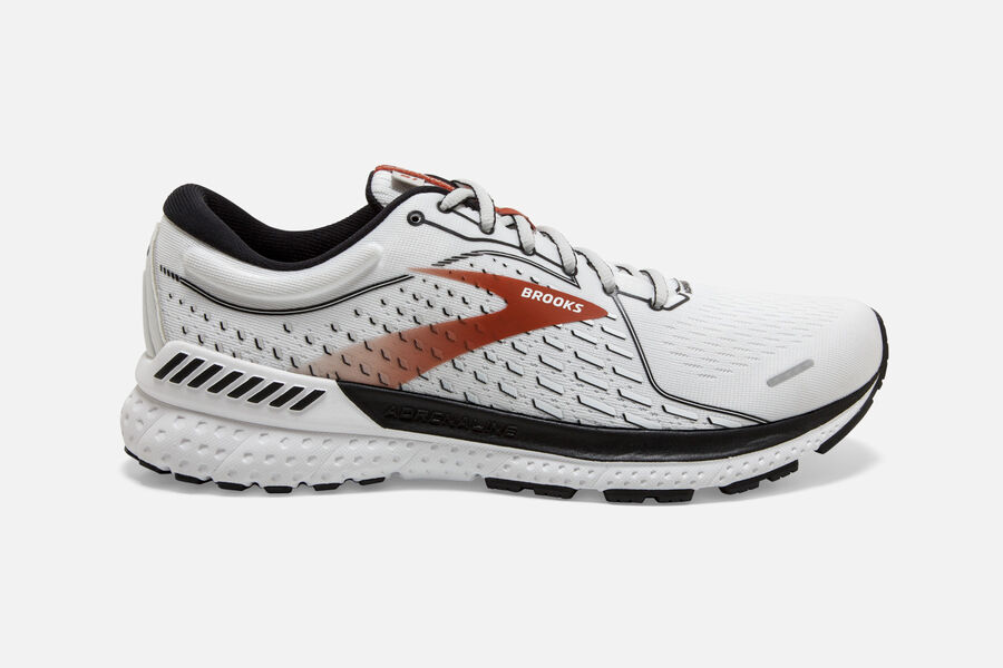 Brooks Running Shoes Mens White/Black/Orange - Adrenaline GTS 21 Road - 9543-JIHCB